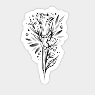 Bone and flowers, witchcraft Sticker